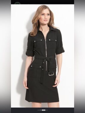 MICHAEL Michael Kors Navy Utility Shirt Dress with Belt